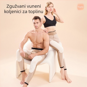 Unisex vunene termalne hlače s flis unutarnjom, dvostruki sloj, ekstra debeli, zaštita koljena