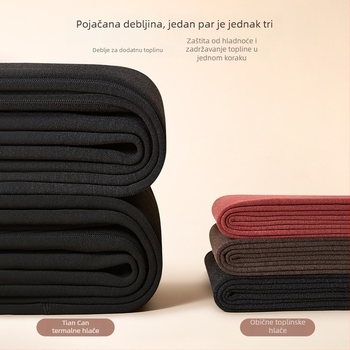 Unisex vunene termalne hlače s flis unutarnjom, dvostruki sloj, ekstra debeli, zaštita koljena