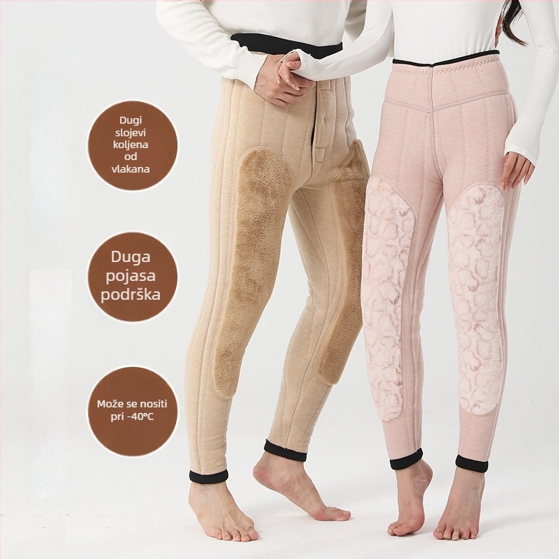 Unisex termo hlače od modala s baršunastom podstavom, tri sloja, iznimno debeli, zaštita koljena i struka