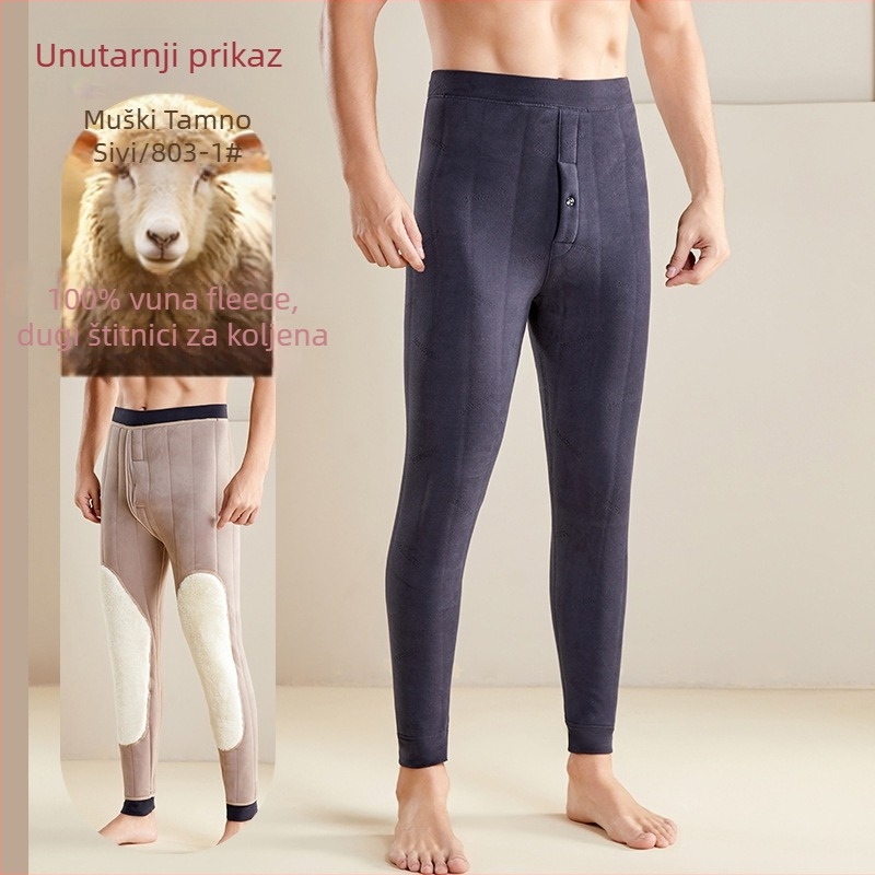 Muške termalne hlače od vune s flis podstavom, ekstra debeli, 3-slojne, 95–100% vuna