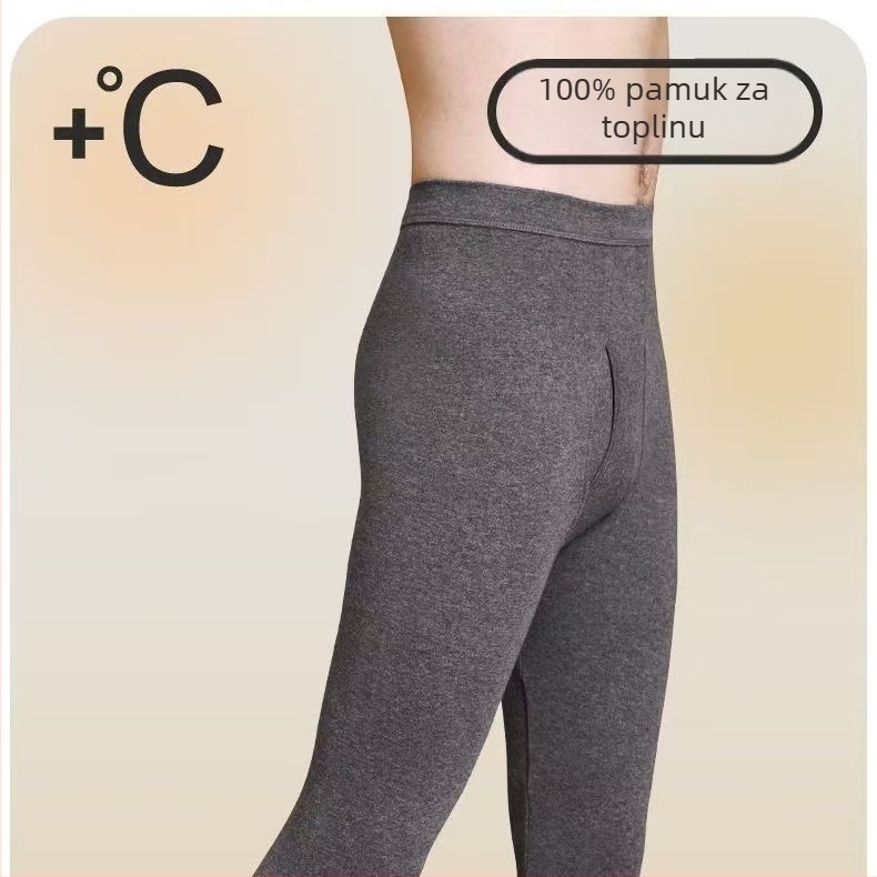 Muške termalne hlače od 100% pamuka, jesen-zima, osnovni sloj, bezšivne, srednje teške 181–200 g/m²