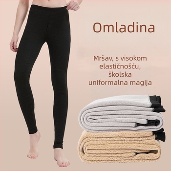 Muške termalne hlače od akrilnih vlakana, ekstra debeli materijal, duljina 3/4, elastične, jednoslojne
