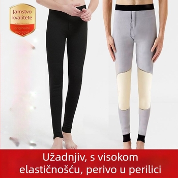 Muške termalne hlače od akrilnih vlakana, ekstra debeli materijal, duljina 3/4, elastične, jednoslojne