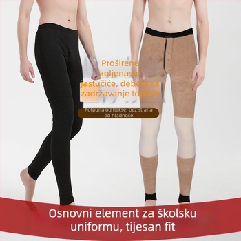 Muške termalne hlače od akrilnih vlakana, ekstra debeli materijal, duljina 3/4, elastične, jednoslojne