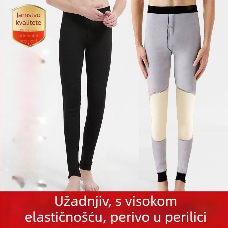 Muške termalne hlače od akrilnih vlakana, ekstra debeli materijal, duljina 3/4, elastične, jednoslojne