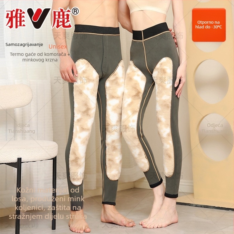 Unisex termo hlače s velvetnim koljenima i zaštitom bedara, Derong viscose tkanina, ekstra debela 401–500 g/m², duljina 9/10