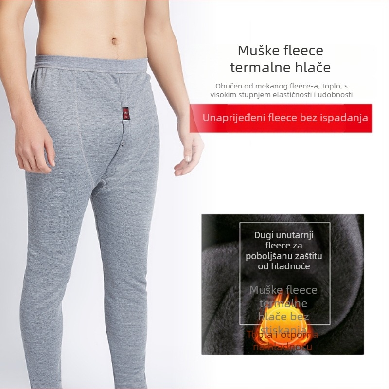 Muške termo hlače od velura s fleec podstavom, konturiranje tijela, debeo tkanina 201–250 g/m²