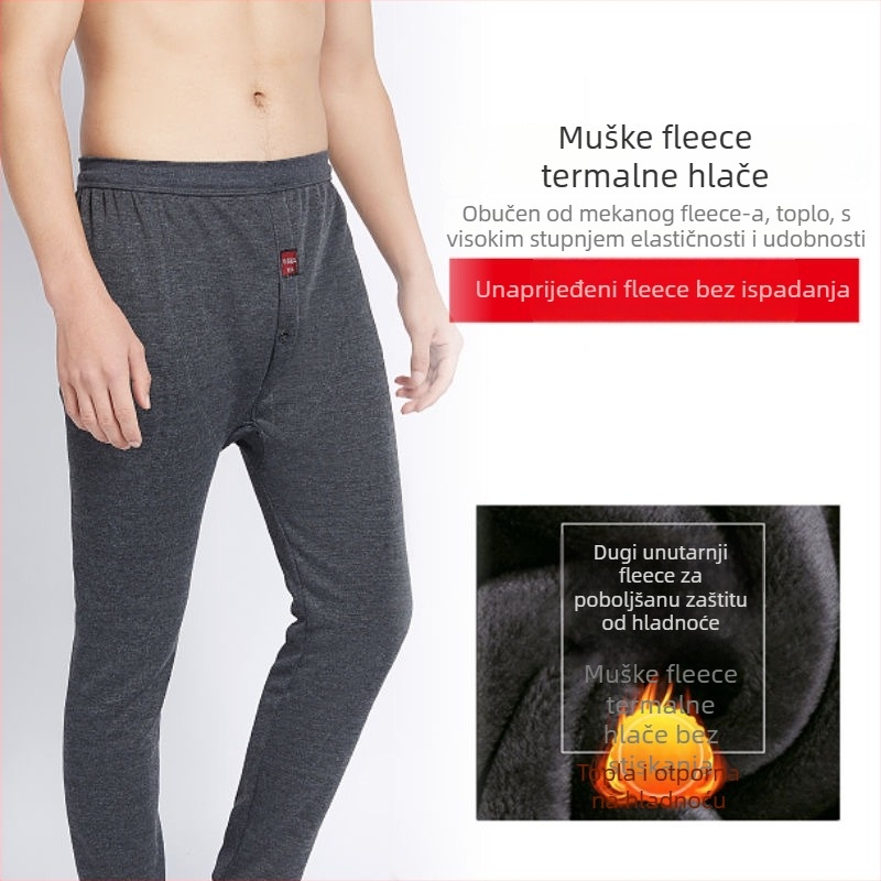 Muške termo hlače od velura s fleec podstavom, konturiranje tijela, debeo tkanina 201–250 g/m²
