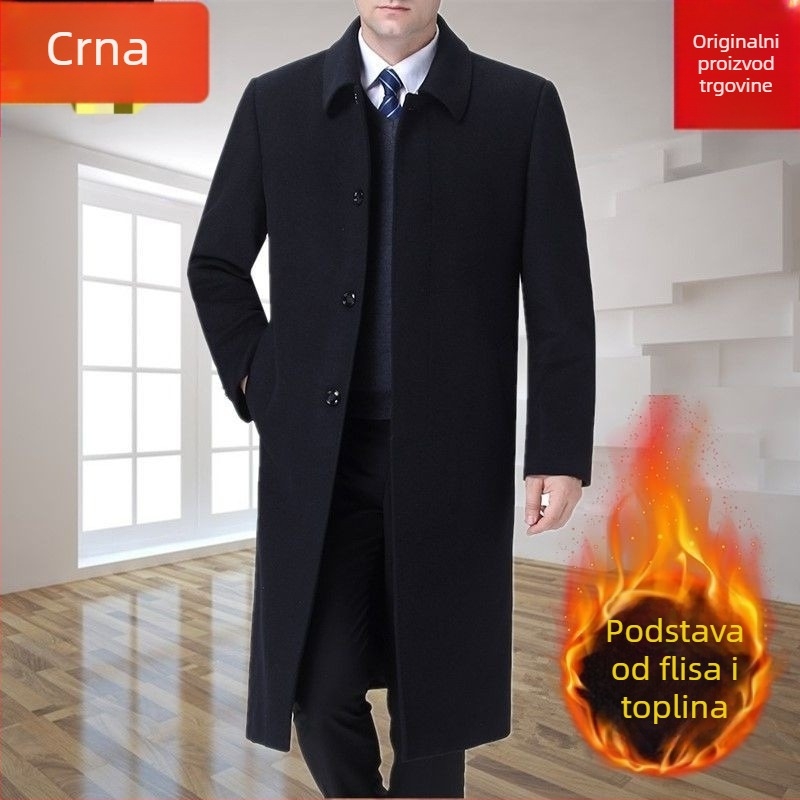 Zimska debela vunena casual jakna s reverom, jednostruko kopčanje, acetat podstava