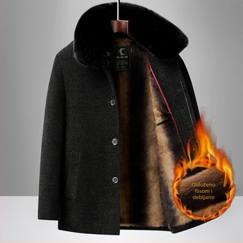 Vanjska jakna s flis podstavom, debela, kapuljača, stojeći ovratnik, džepovi na zip za odrasle muškarce