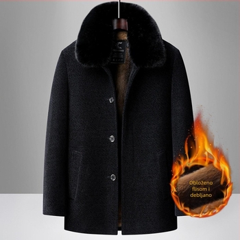 Vanjska jakna s flis podstavom, debela, kapuljača, stojeći ovratnik, džepovi na zip za odrasle muškarce