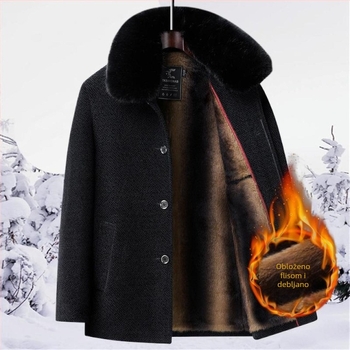 Vanjska jakna s flis podstavom, debela, kapuljača, stojeći ovratnik, džepovi na zip za odrasle muškarce