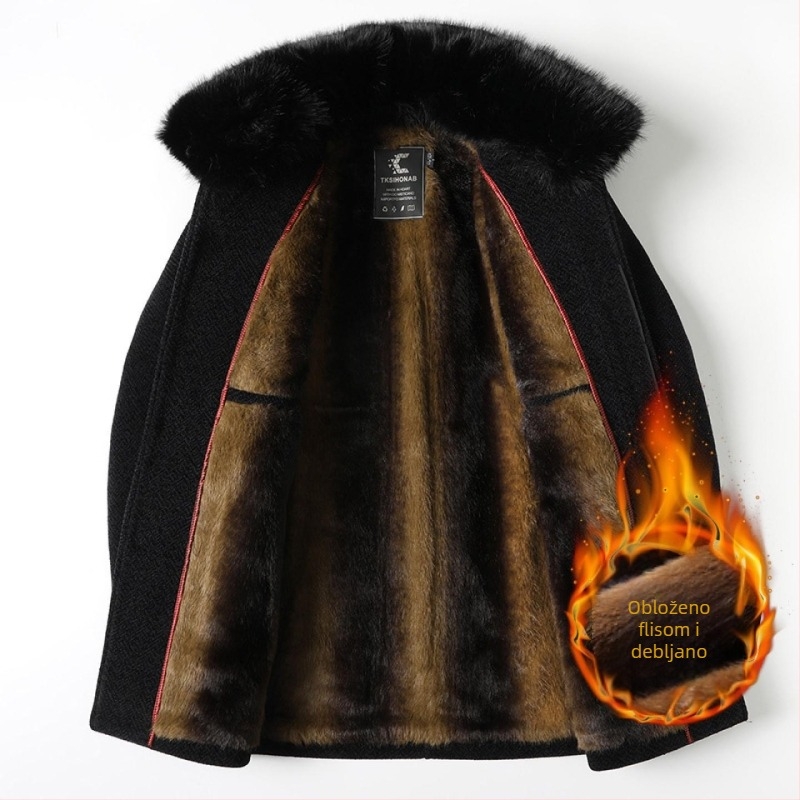 Vanjska jakna s flis podstavom, debela, kapuljača, stojeći ovratnik, džepovi na zip za odrasle muškarce