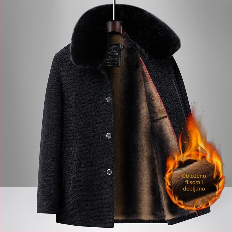 Vanjska jakna s flis podstavom, debela, kapuljača, stojeći ovratnik, džepovi na zip za odrasle muškarce