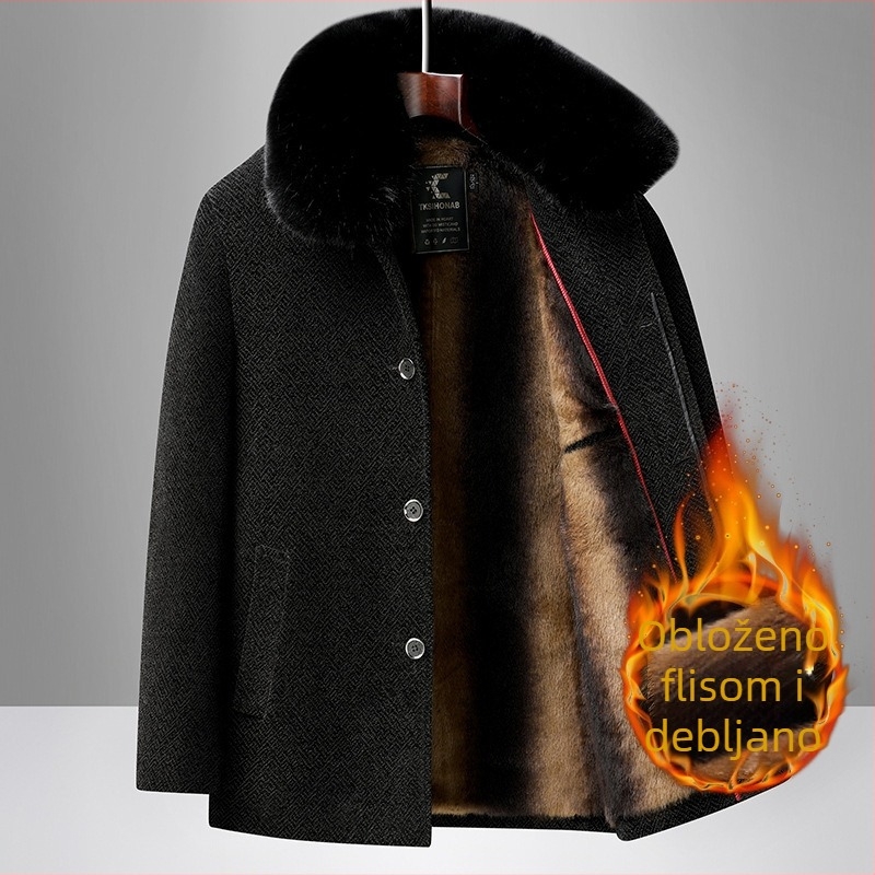 Vanjska jakna s flis podstavom, debela, kapuljača, stojeći ovratnik, džepovi na zip za odrasle muškarce