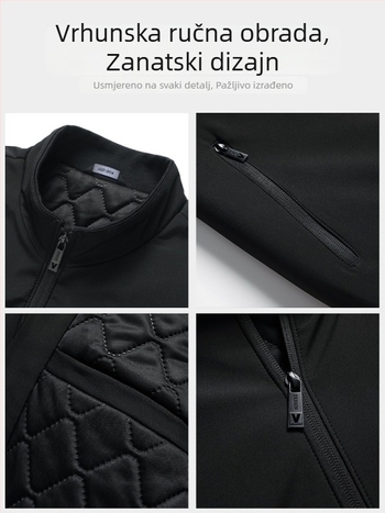 Muško zimsko jakna s visokim ovratnikom, fleec podstava, poliester, džepovi sa zipom, kopčanje na jedno kopčanje