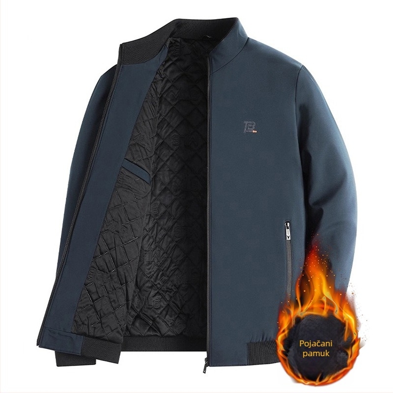 Muško zimsko jakna s visokim ovratnikom, fleec podstava, poliester, džepovi sa zipom, kopčanje na jedno kopčanje