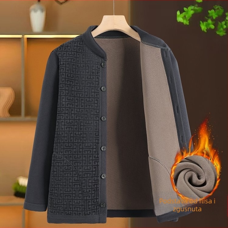 Muški cardigan s flis podstavom za zimu, dugi rukavi, jednostruko kopčanje, obična duljina, poliester