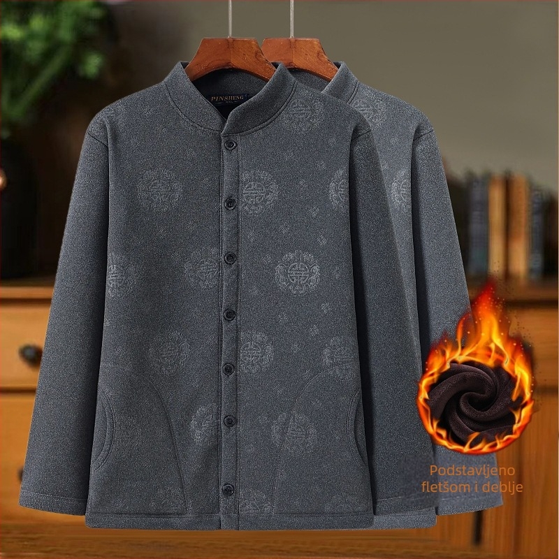 Unutarnja odjeća: muška zimska jakna s flis podstavom, debela, dugi rukavi, okrugli ovratnik, 100% poliester