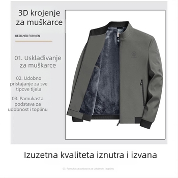 Muška zimska jakna s flis podstavom, debela i topla, zatvarač na zip, stojeći ovratnik