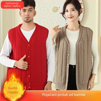 Gilet od kameljeve dlake, debeli zimski topli komad, labav kroj, 90% kameljeve dlake