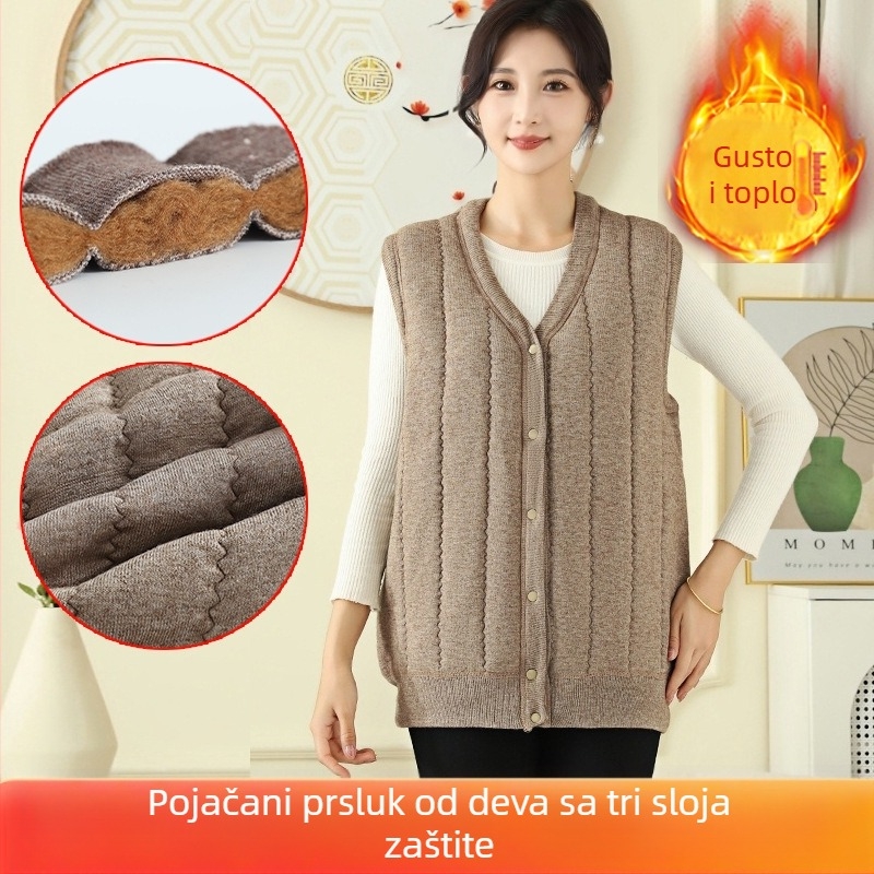 Gilet od kameljeve dlake, debeli zimski topli komad, labav kroj, 90% kameljeve dlake