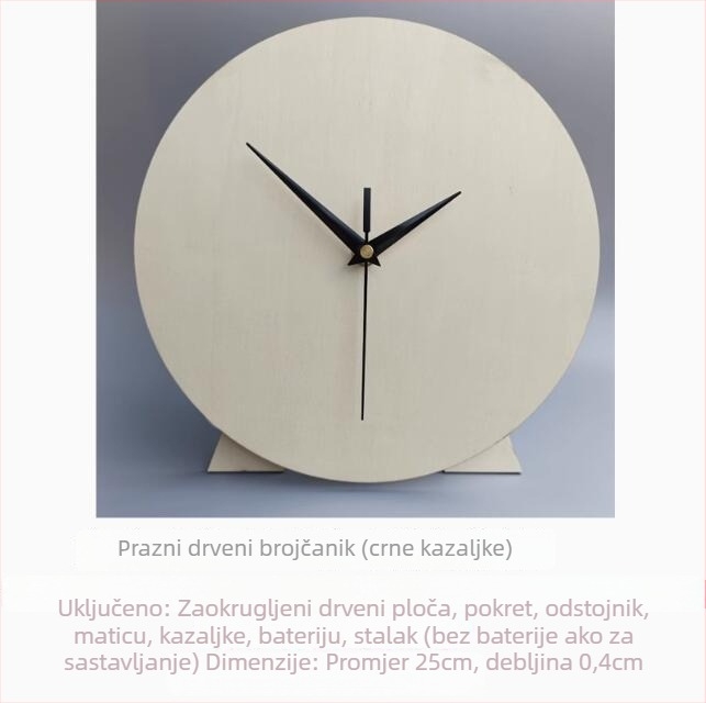 Ručno izrađeni okrugli zidni sat s praznim brojčanikom, drveno kućište, metalni brojčanik, napajanje baterijom, jednostrana, moderan DIY grafiti dizajn