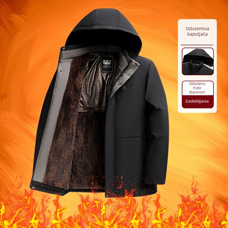 Zimska Jakna s kapuljačom, debeli materijal, prednji zatvarač