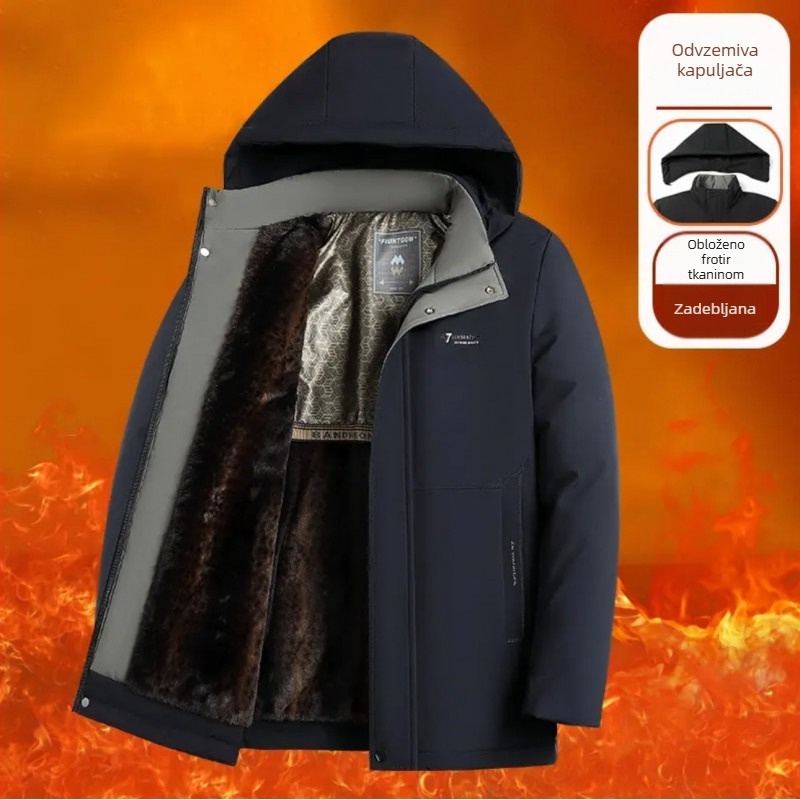 Zimska Jakna s kapuljačom, debeli materijal, prednji zatvarač