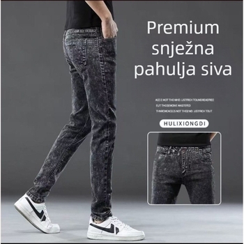 Muške traperice, slim fit, tanki rastezljivi materijal, srednji struk, zip, 90% poliester