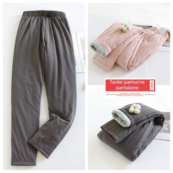 Ženske pamučne hlače s ravnim krojem, srednji struk, punjenje pamukom preko 95%