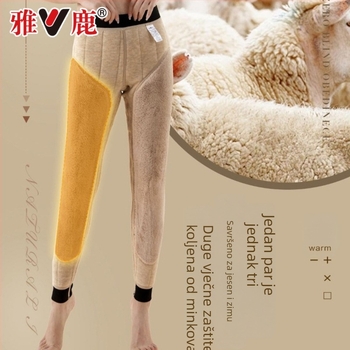 Termalne hlače s jastučićima za koljena, visokim strukom, dvostruki sloj, ekstra debeli materijal od viskoze s velurom podstavom