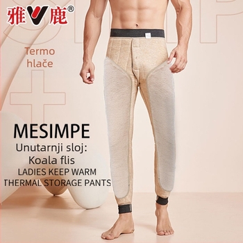 Termalne hlače s jastučićima za koljena, visokim strukom, dvostruki sloj, ekstra debeli materijal od viskoze s velurom podstavom