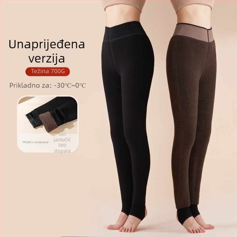 Ženske vunene termalne hlače u jednom komadu, visoki struk, debeli pleteni, toplo zimi