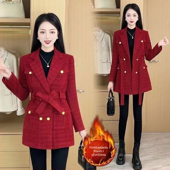 Damski kaput od corduroya s flecom, mršav silueta, glavni sastav: zec kosa <30%, proljeće 2023, Marka: Other