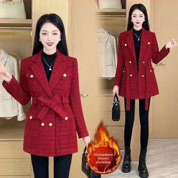 Damski kaput od corduroya s flecom, mršav silueta, glavni sastav: zec kosa <30%, proljeće 2023, Marka: Other