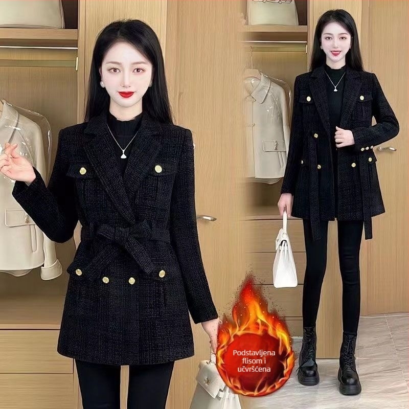 Damski kaput od corduroya s flecom, mršav silueta, glavni sastav: zec kosa <30%, proljeće 2023, Marka: Other