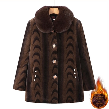 Ženski zimski kaput od imitacijskog mink velura, poliester >95%, zima 2025, elegantan gradski stil