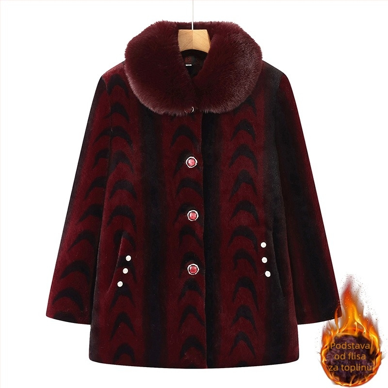 Ženski zimski kaput od imitacijskog mink velura, poliester >95%, zima 2025, elegantan gradski stil