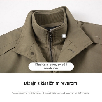Muški pamučni kaput srednje duljine, podstava od najlona, zatvarač, debela tkanina, uski kroj