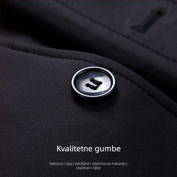 Muški pamučni kaput srednje duljine, podstava od najlona, zatvarač, debela tkanina, uski kroj