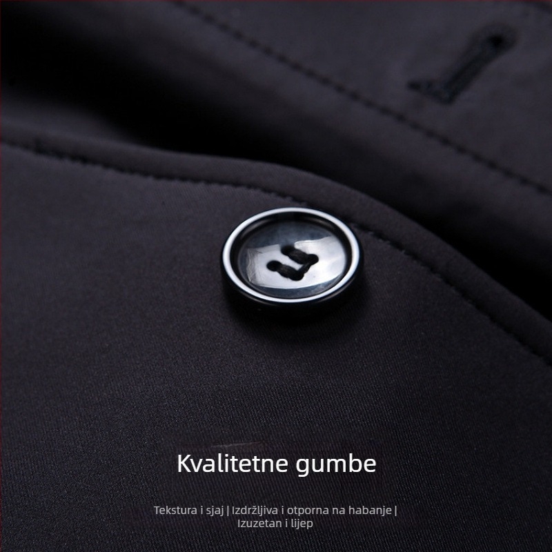 Muški pamučni kaput srednje duljine, podstava od najlona, zatvarač, debela tkanina, uski kroj