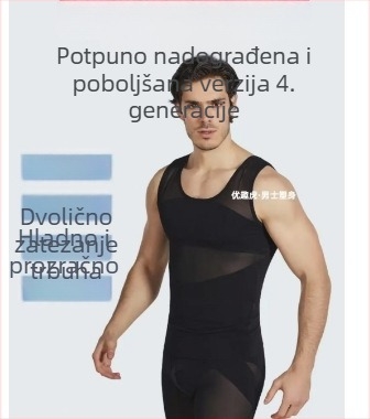 Muški sportski prsluk od prozračnog poliester-elastan materijala, uskog kroja, perforirani dizajn