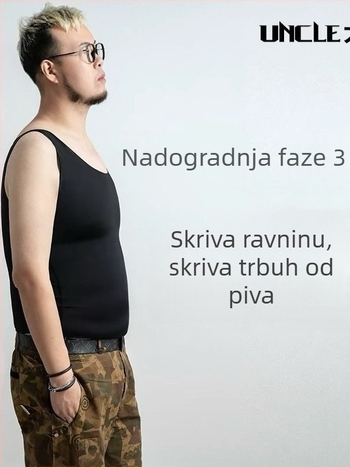 Muški prsluk za oblikovanje trbuha i prsnog koša, treće generacije, uski kroj, sportski prsluk (Materijal: najlon; Sadržaj: 80%; Vzor: jednobojan; Debljina: tanak)