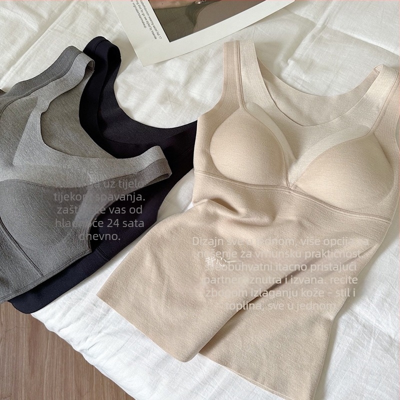 Termalna majica od akrilnog vlakna s ugrađenim košaricama za grudnjak, okrugli izrez, debela tkanina 251–300 g/m², osnovni sloj za žene