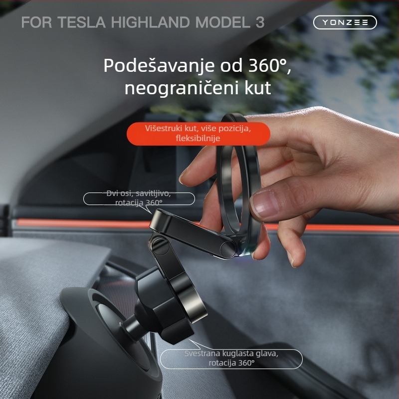 Držač za telefon za Tesla – za ventilacijski otvor, Snap-On montaža, marka YZ