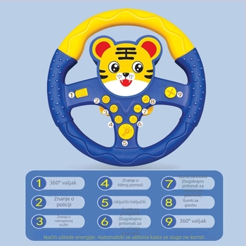 Dječje auto s volanom za stražnje sjedalo — edukativni glazbeni volan (plastika; na baterije; za uzrast 4–6 godina)