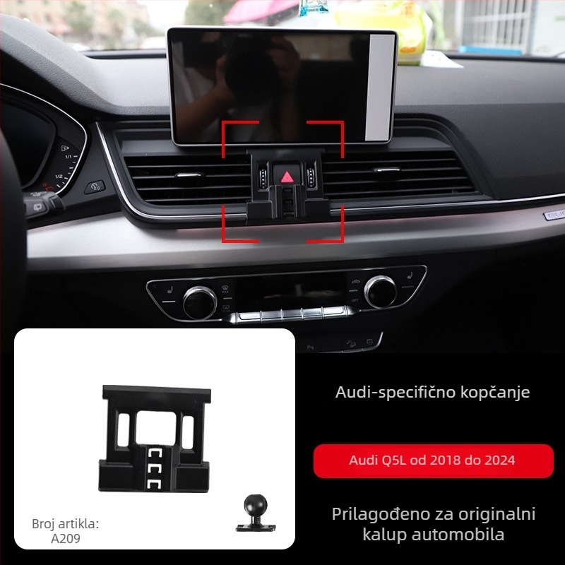 Držač za telefon za Audi instrument ploču sa snap-on bazom, kompatibilan s A3/A4L/A5/A6LL i Q2/Q3/Q5L/Q7