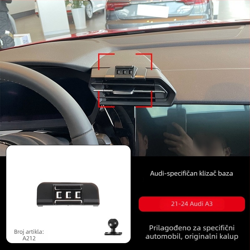 Držač za telefon za Audi instrument ploču sa snap-on bazom, kompatibilan s A3/A4L/A5/A6LL i Q2/Q3/Q5L/Q7