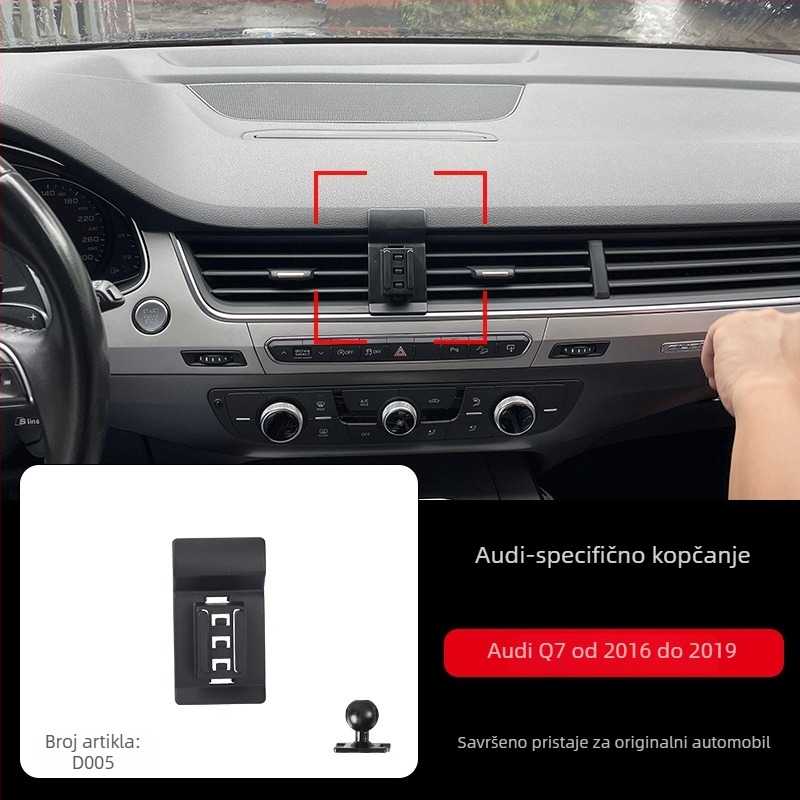 Držač za telefon za Audi instrument ploču sa snap-on bazom, kompatibilan s A3/A4L/A5/A6LL i Q2/Q3/Q5L/Q7